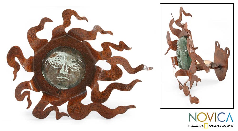 Iron and Glass 'Solar Wind' Candleholder (Mexico)