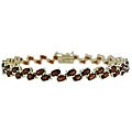 Glitzy Rocks 18k Gold over Silver 2-row Garnet Bracelet