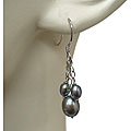 DaVonna Sterling Silver Grey Freshwater Pearl Earrings (4-7.5 mm)