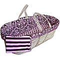 Tadpoles Pink and Brown Damask Moses Basket Set