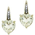 Glitzy Rocks 18k Gold over Sterling Silver Lime Quartz Heart Earrings