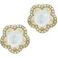 18k Gold Overlay Mother of Pearl and CZ Earrings