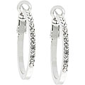 Rhodium-plated Pave Cubic Zirconia Hoop Earrings
