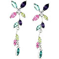Silvertone Multi-colored CZ 'Jingle Dangles' Earrings
