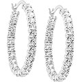 Silvertone Cubic Zirconia Eternity Hoop Earrings