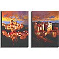 Hayslette 'Le Village Anciens' Canvas Art (Set of 2)