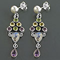 Multi-gemstone Sterling Silver Earrings (India)