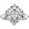 Sterling Silver 1/10ct TDW Diamond Fleur de Lis Ring