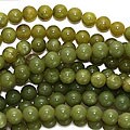 Olive 'Jade' 6 mm Serpentine Gem Round Beads