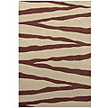 Hand-tufted Zebra Beige Line Wool Rug (8' x 10'6)