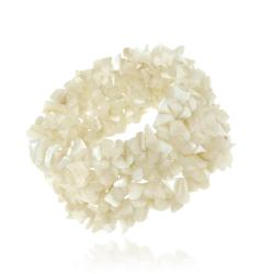 Stonique Creations Multi-row Mother of Pearl Chip Stretch Bracelet