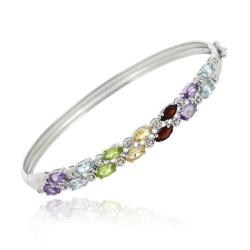 Glitzy Rocks Sterling Silver Mult-gemstone and Diamond Bracelet