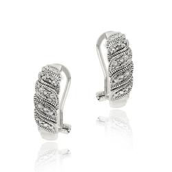Sterling Silver Diamond Accent Leaf Design Earrings