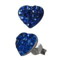 Sterling Silver Blue Crystal Heart-shaped Stud Earrings