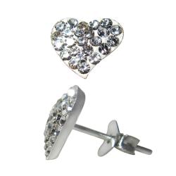 Sterling Silver Crystal Heart Earrings