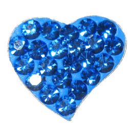 Sterling Silver Blue Crystal Heart Earrings