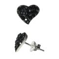 Sterling Silver Jet Black Crystal Heart Earrings
