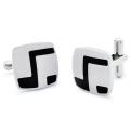 Top online source for abstract Art White Stainless Steel Black Resin Inlay Art Deco Cuff Links