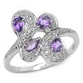 Sterling Silver Pear-cut Amethyst Bypass Ring