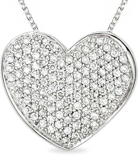 Sterling Silver 1/2ct TDW Diamond Heart Necklace (J-K, I3)