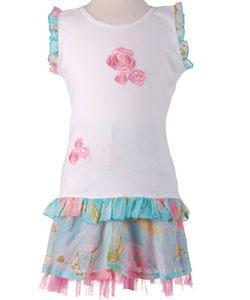 Lipstik Girl's Floral Top and Skirt Set