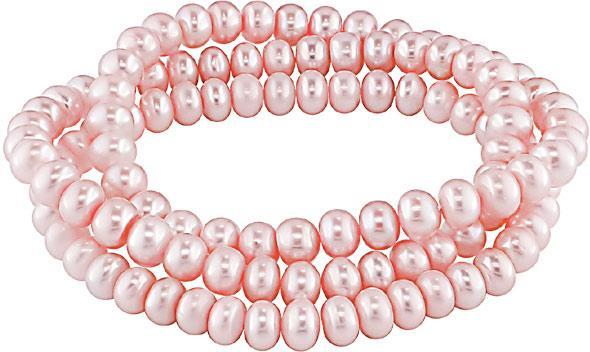 Pink Freshwater Pearl Elastic Bracelets (Set of 3) (6-7 mm)