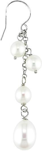 14k Gold White Freshwater Pearl Dangle Earrings (6-10 mm)