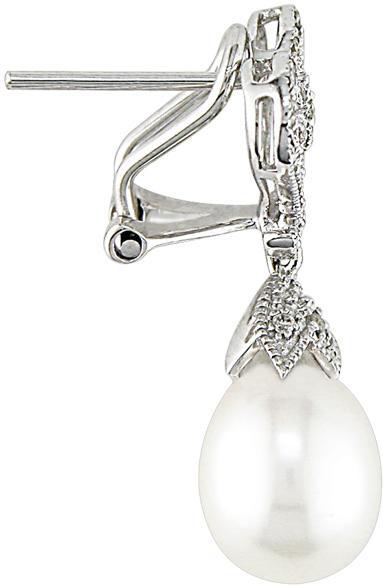 10k Gold FW Pearl and 1/10ct TDW Diamond Earrings (8-8.5 mm)