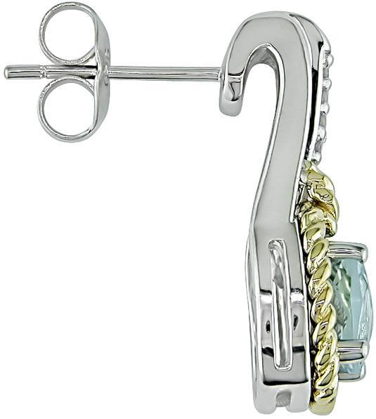 Sterling Silver/ 10k Yellow Gold Blue Topaz Earrings