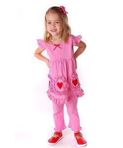 Sophia's Style Girl's 'Three Heart' 2-piece Outfit