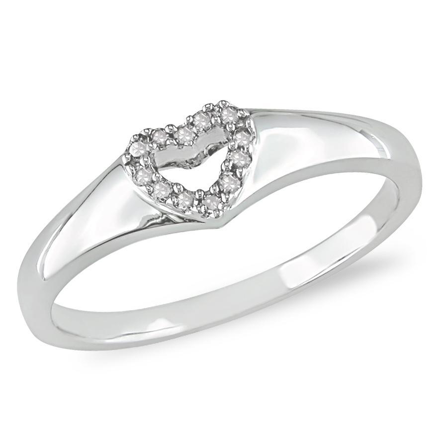 10k White Gold Diamond Open Heart Ring