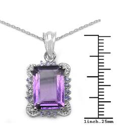 Sterling Silver Amethyst, Tanzanite and Diamond Accent Necklace