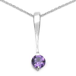 Sterling Silver Genuine Amethyst Dangle Necklace