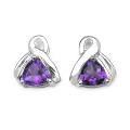 Sterling Silver Genuine Amethyst Stud Earrings