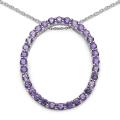 Sterling Silver Genuine Amethyst Open Oval Necklace