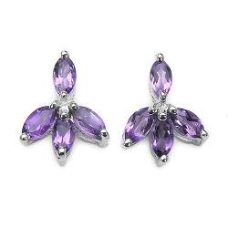 Sterling Silver Marquise-cut Amethyst Earrings