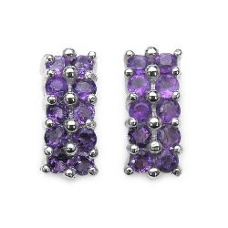 Sterling Silver Round-cut Amethyst Earrings