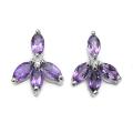Sterling Silver Marquise-cut Amethyst Earrings