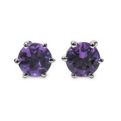 Sterling Silver Round Amethyst Earrings
