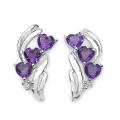 Sterling Silver Amethyst and Diamond Accent Earrings (H-K,I3)