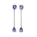 Sterling Silver Genuine Amethyst Dangle Earrings