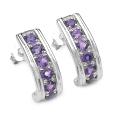 Sterling Silver Genuine Amethyst Earrings