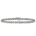 Sterling Silver Round-cut Cubic Zirconia Line Link Bracelet