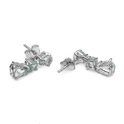 Sterling Silver Aquamarine 3-stone Dangle Earrings