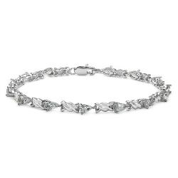 Sterling Silver Pear-cut Aquamarine Twist Link Bracelet