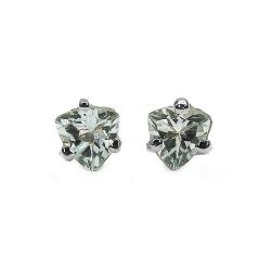 Sterling Silver Trillion-cut Aquamarine Stud Earrings