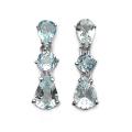 Sterling Silver Aquamarine 3-stone Dangle Earrings
