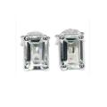 Sterling Silver Octagon-cut Aquamarine Stud Earrings