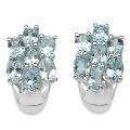 Sterling Silver Oval-cut Blue Topaz Cluster Earrings