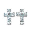 Sterling Silver Oval-cut Blue Topaz Cross Earrings